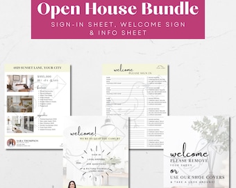 Realtor Open House Template Bundle: Editable Real Estate Marketing (Canva, Instant Download)