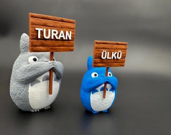 Personalized Totoro Figures, Adorable Name Plate Decor and Unique, Couple Name Plate