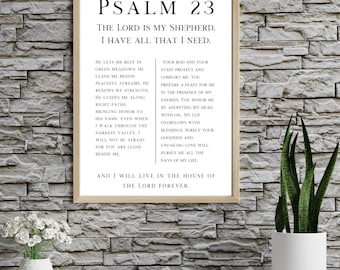 Psalm 23 Poster, Aesthetic Christian Bible Verse Art, Premium Matte Print