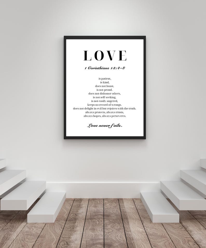 Love 1 Corinthians 13:4-8 Poster | Digital Wall Art | Bible Verse ...