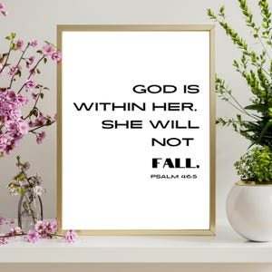 God is Within Her | Psalm 46:5 Digital Poster | Christian Wall Art | Bible Verse Print | Minimalist Home Decor | Multiple Sizes Available