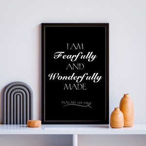 Fearfully and Wonderfully Made Digital Poster, Minimalist Decor, Christian Wall Art, Bible Verse Print, Psalms 139:14, Modern Gift, for Her