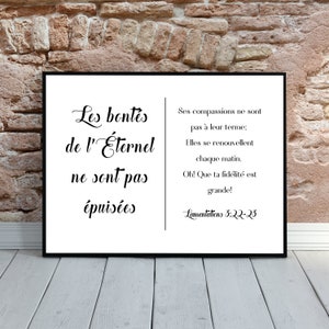 Lamentations 3:22-23 Wall Print, Scripture Sign, Great is Thy Faithfulness, les bontés de l&#39;Éternel ne sont pas épuisées, Housewarming Gift