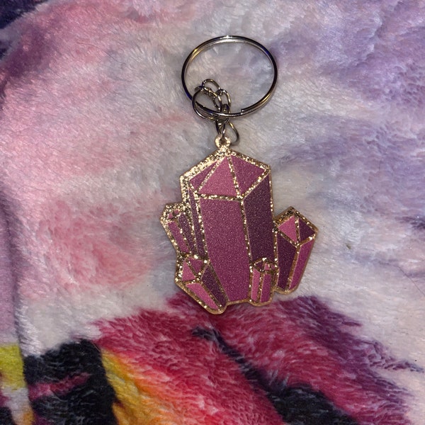 Hot Pink/Fucshia Gemstone Keychain