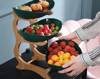 Portafrutta diviso con pavimenti, stoviglie in legno, portafrutta, utensili da cucina, stoviglie, regalo di inaugurazione della casa, cesto di frutta, regalo per la casa