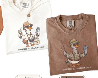 Comfort Colors® Grandparents Matching Shirts, Promoted to Grandpa Grandma 2026 Tee, Pregnancy Announcement Gift