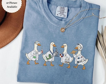 Science Teacher Goose Shirt Comfort Colors, Funny STEM Chemistry Biology Tee, Back to School Science Class Gift, Personalized Teacher Tee