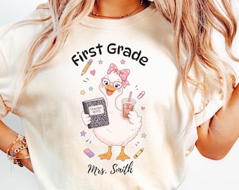 Personalized Teacher Team Shirt, Custom Grade Level Tee, First Second Third Fourth Fifth Grade, Comfort Colors Back to School Teacher Gift