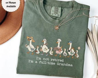 Comfort Colors Grandma Shirt, Full Time Grandma Goose Tee, Custom Name Gift