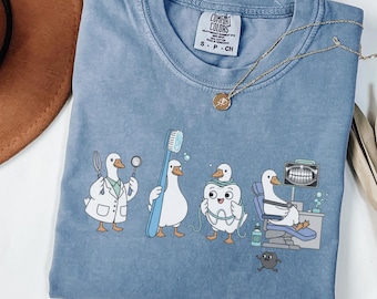 Funny Goose Dentist Shirt, Comfort Colors® Dental Hygienist Tee, Dental Assistant Gift, Dental Student Graduation Shirt, Dentist Office