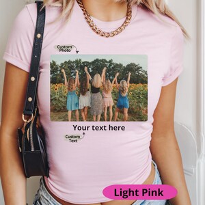 Custom Baby Tee with Your Text and Photo, Personalized Crop Top, Custom Picture Shirt, Y2K Gift Idea, Customizable Shirt, Y2K 2000&#39;s Style