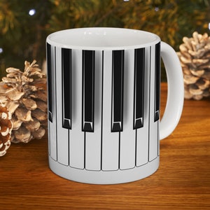 Piano Keys Wrap Around Coffee Cup, Best Gift for Pianist, Piano Mug, Gift for Musician, Musical Mug, Gift for a Piano Instructor