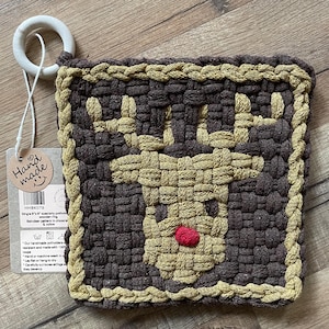 Artisan Handmade Woven Loom Pot Holder Trivets, Kitchen Hotpads, Christmas Tree, Santa’s Hat, Reindeer