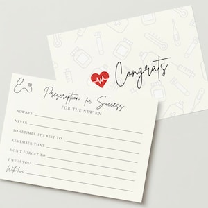 Tarjetas de consejos para nuevos graduados de enfermería / Graduación de enfermería / Nueva enfermera registrada / Tarjeta de consejos de prescripción de enfermería / Plantilla descargable