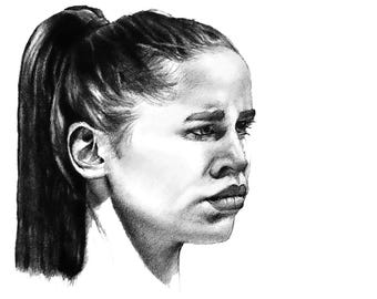 Portrait-Original Portrait Drawing-Graphite on Paper by Walter Gordon