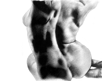 Figure Study-Original Figure Drawing-Graphite on Paper by Walter Gordon