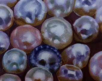 Perły – Oryginalny rysunek perłowy – Marker alkoholowy na papierze autorstwa Waltera Gordona