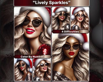 Lively Sparkles Color by Number for Adults, Women's Portraits, 20 to 99 Colors (Digital Download)
