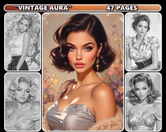 Vintage Aura Grayscale Coloring Book for Adults, (Digital Download)