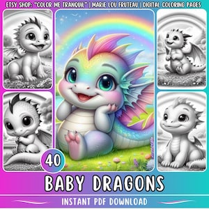 Può includere: Un set di 40 pagine da colorare stampabili con adorabili draghi neonati in varie pose. Le pagine sono perfette per i bambini che amano i draghi e colorare.