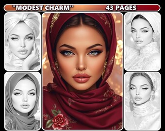 Modest Charm Grayscale Coloring Book for Adults, (Digital Download)
