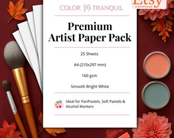 Smooth Bright White Artist Paper, 25 A4 Sheets, 160gsm, PanPastels, Soft Pastels