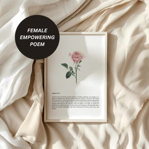 Póster de arte de pared con flores de nacimiento de junio, poema de rosas, regalo femenino y de amor propio para mejores amigas, madres o abuelas