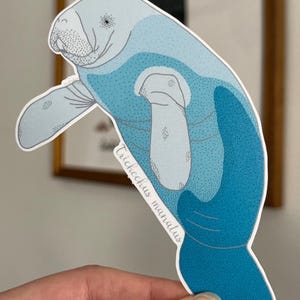 Sticker lamantin, Sticker mammifère, Sticker animal aquatique, Sticker scientifique, Stickers dessinés à la main, Stickers réalistes, 4 po de haut, résistant à l'eau