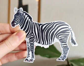 Ebenen Zebra-Aufkleber, Zebra-Aufkleber, Säuger Aufkleber, 4 Zoll breit, Wissenschafts-Aufkleber, handgezeichnet, realistische Aufkleber, wasserfest