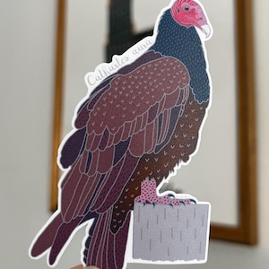 Autocollant urubu, Autocollant rapace, Autocollant oiseau, Autocollant scientifique, Autocollants réalistes dessinés à la main, 4 po. de haut, résistant à l'eau