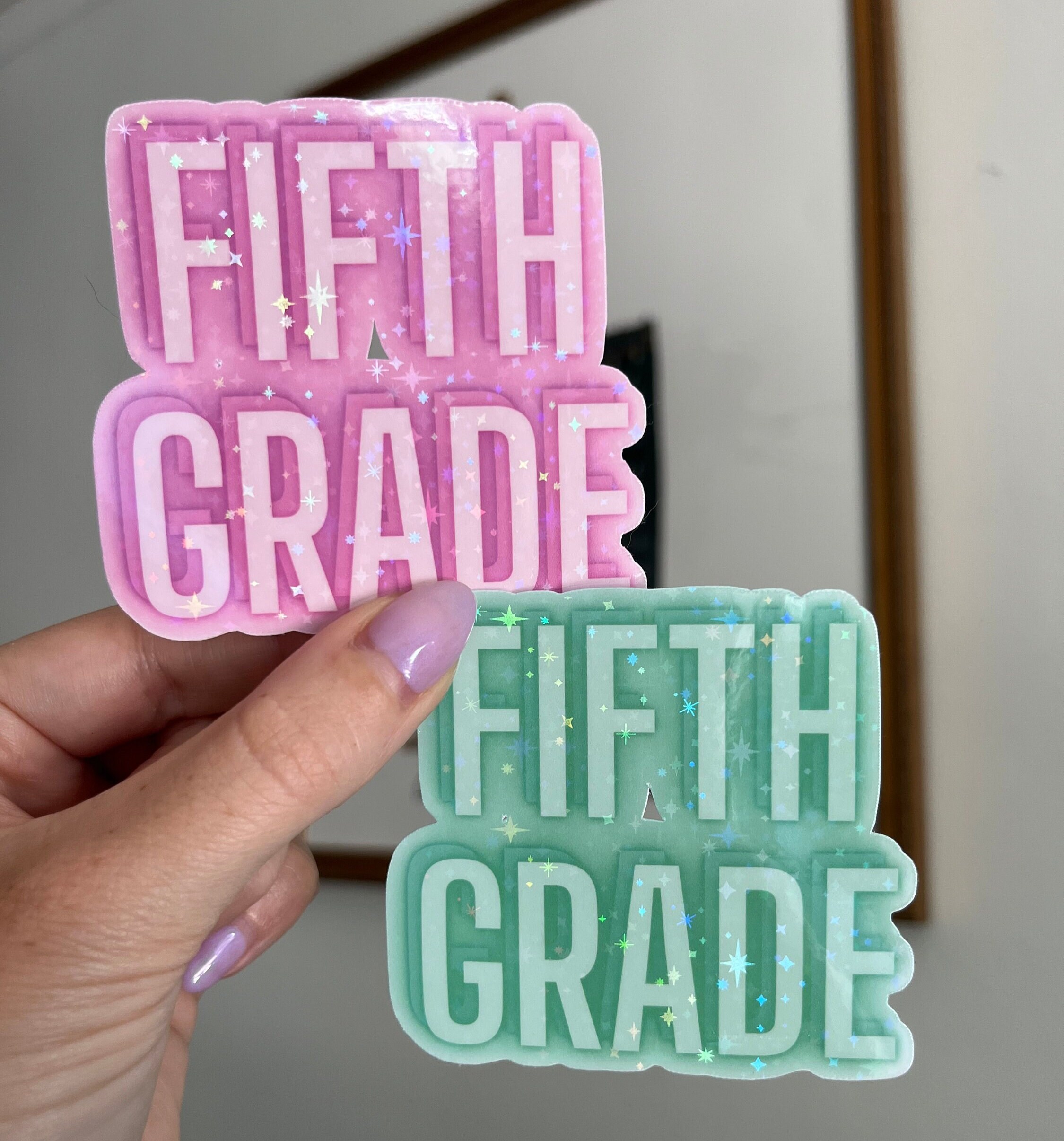 Shiny Grade-Level Stickers - Pack of 10, Teacher Stickers, Personalized, Grade Label, Classroom Sticker, Classroom Gift, Teacher Gift