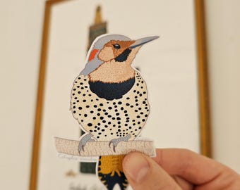 Nördlicher Flicker Aufkleber, Specht Aufkleber, Vogel Aufkleber, 4 Zoll hoch, Wissenschaft Aufkleber, künstlerische Zeichnung, realistische Aufkleber, wasserfest