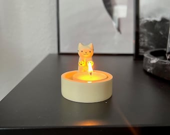 Cute Kitten Candle Holder Tealight Warming Paws Cartoon Candle Holder Funny Creative Lovely Scented Craft Home Decoration