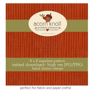 Motivo a righe rustiche autunnali disegnate a mano senza soluzione di continuità / Carta digitale autunnale arancione bruciato / Motivo ripetuto in stile rustico / Carta per scrapbooking autunnale