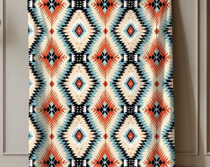 Western Print Blanket | Southwestern throw blanket | Aztec blanket | Western bedding | Western style | Soft Throw | Colorful Blanket |