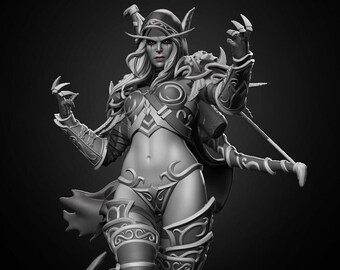 Sylvanas Windrunner, STL file for 3D printing, Sylvanas Windrunner figurine, Video Game Character, for 3D printing