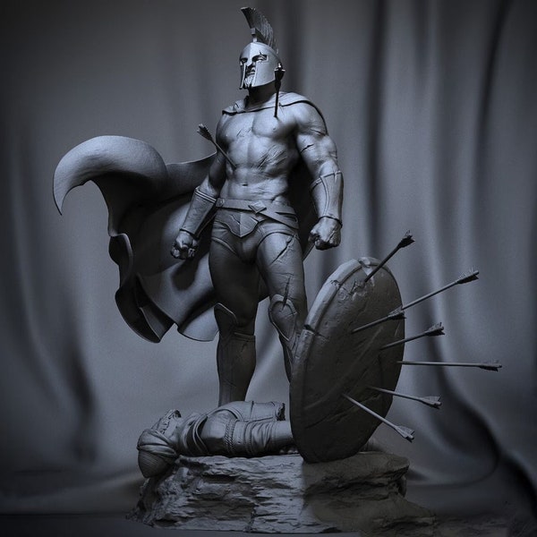 Roi Leonidas, Fichier STL pour Impression 3D, Figurine d'un Spartan légendaire, Personnage d'un guerrier soldat, pour Impression 3D