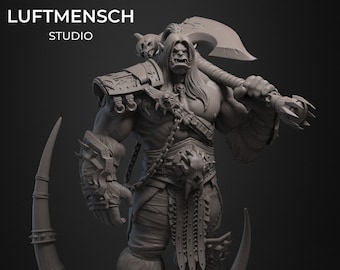 Grommash Hellscream Figurine, World of Warcraft, 3D Printing SLA, Paintable WOW Statue, Grommash Hellscream Miniature