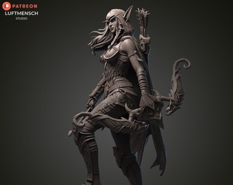 Alleria Windrunner beeldje, World of Warcraft, 3D Printing SLA, WOW beeldje om te schilderen, Alleria Windrunner miniatuur