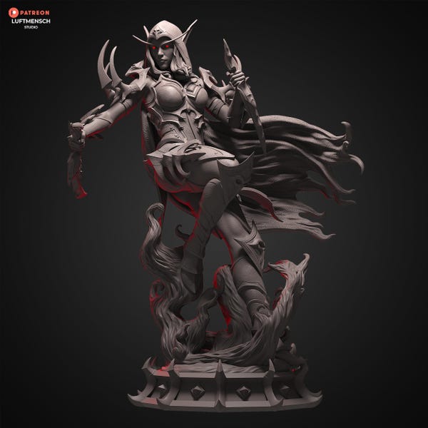 Figura de Sylvanas Shadowlands – World of Warcraft – Impresión 3D SLA – Estatua WOW para Pintar – Miniatura de Sylvanas