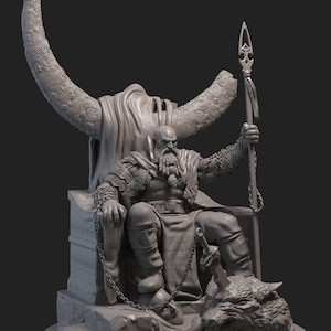 Kratos on the Throne Figurine, God of War, 3D SLA Print, Paintable God of War Statue, Kratos on the Throne Miniature