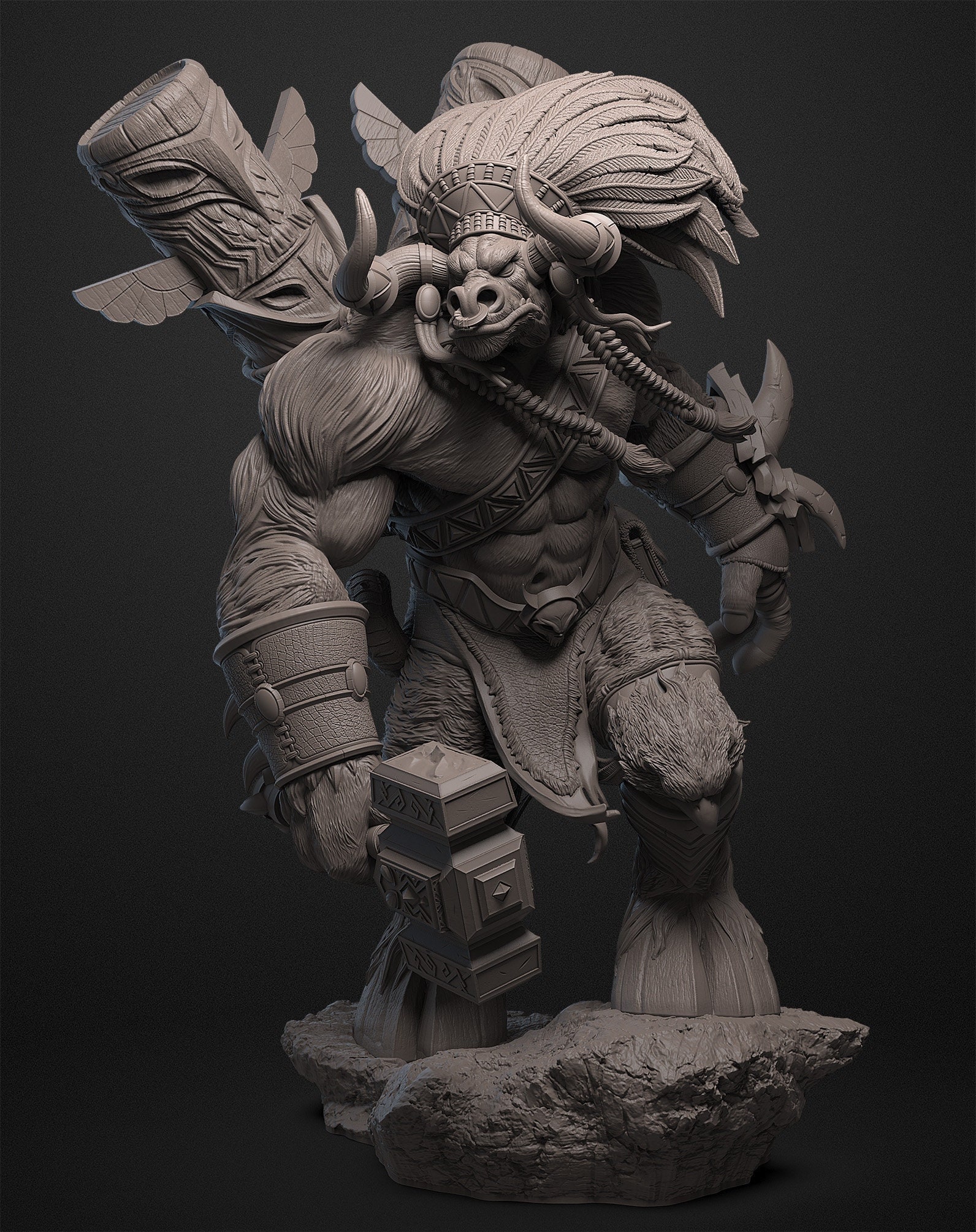 Figurina World Of Warcraft: Baine Bloodhoof - Modello 3D In Resina Da Dipingere