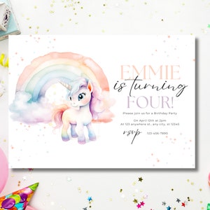 Unicorn Birthday Invitation, Girl Birthday Invite, Baby Birthday Invitation, Rainbow Birthday, Magical Birthday Invitation, Unicorn Party