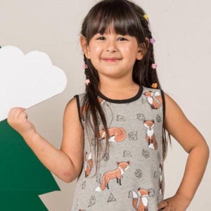 Girls Fox Dress with Pockets – Toddler Purple Fall Outfit, Woodland Birthday Dress, Unique Christmas Gift for Girls, Pima Cotton Girl Dress