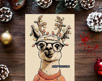 おもしろいトナカイのクリスマスカード｜かわいいホリデーグリーティング