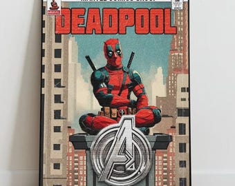 Póster de cómic de Deadpool Avengers, impresión de superhéroe