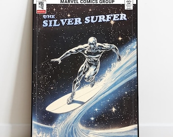 Zilveren stripposter Surfer, Marvel-muurkunst