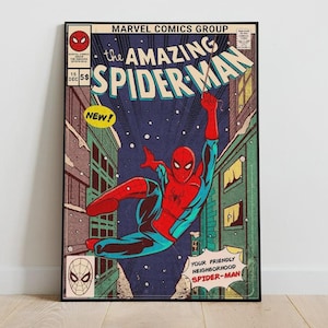 Póster de cómic de Spiderman, lámina de superhéroe de Marvel imagen 1