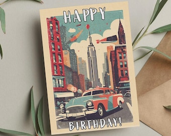 New York Birthday Card: Cityscape Design