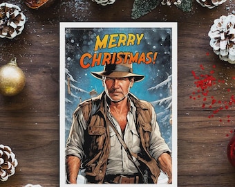 Indiana Jones Christmas Card • Holiday Adventure Greeting
